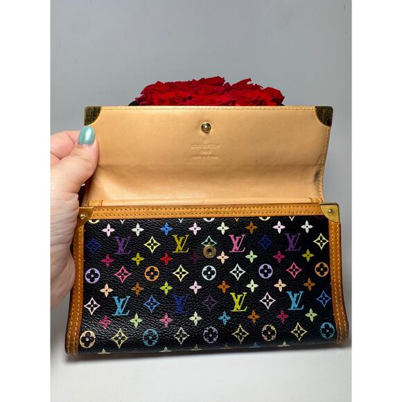 Louis Vuitton Multicolor Monogram Porte Tressor Trifold Wallet Black Wallet - Picture 9 of 16